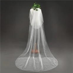 Two-Tier Wedding Veil UK Tulle Pencil Edge Chapel Veils TS91049
