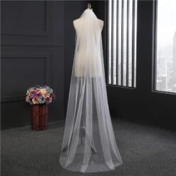 One-Tier Wedding Veil UK Tulle Cut Edge Chapel Veils TS91046