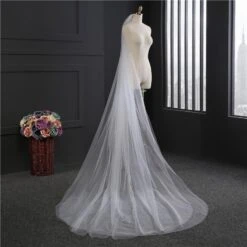 Two-Tier Wedding Veil UK Tulle Cut Edge Chapel Veils TS91040