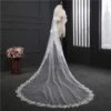Two-Tier Wedding Veil UK Tulle Lace Edge Chapel Veils Appliques TS91037