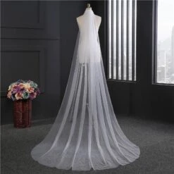 One-Tier Wedding Veil UK Cut Edge Tulle Cathedral Veils TS9011