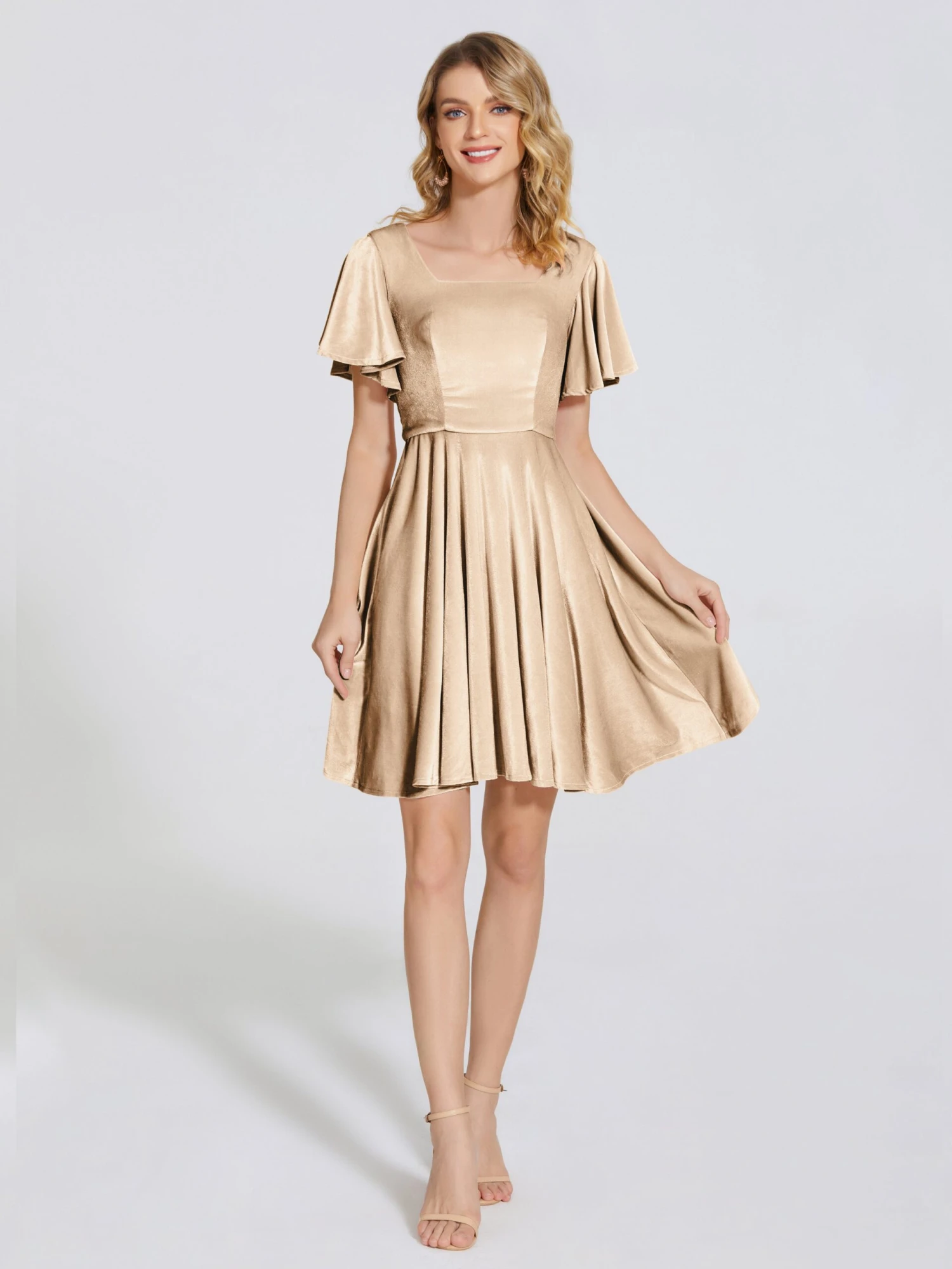 Adriana Fashion Cap Sleeves Velvet Bridesmaid Dresses - Image 12