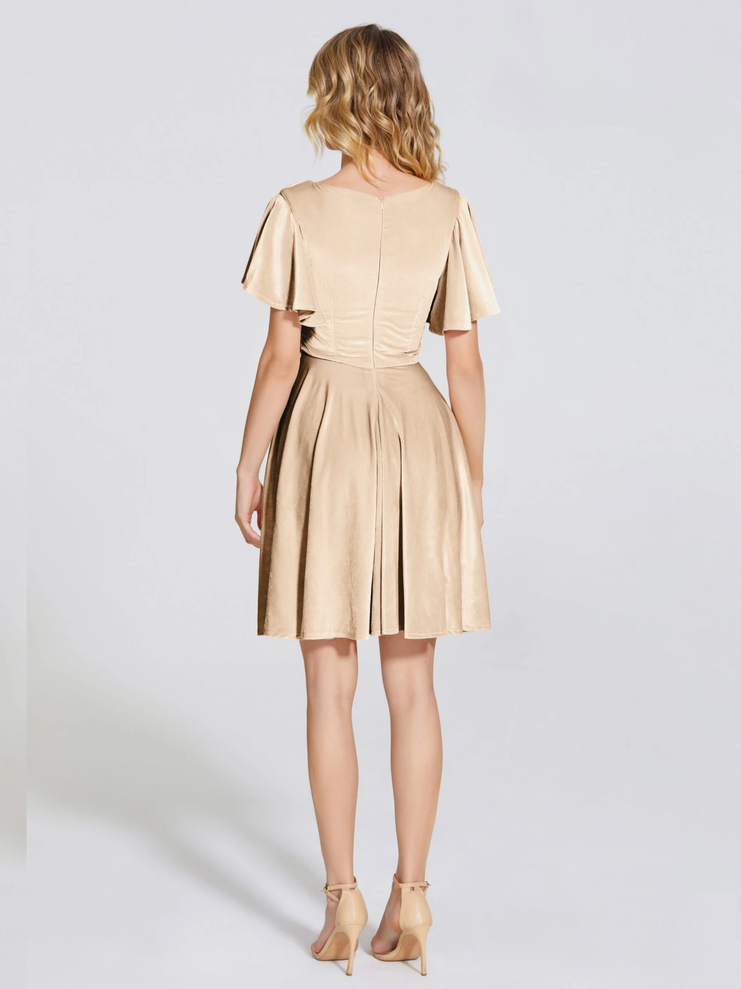 Adriana Fashion Cap Sleeves Velvet Bridesmaid Dresses - Image 14