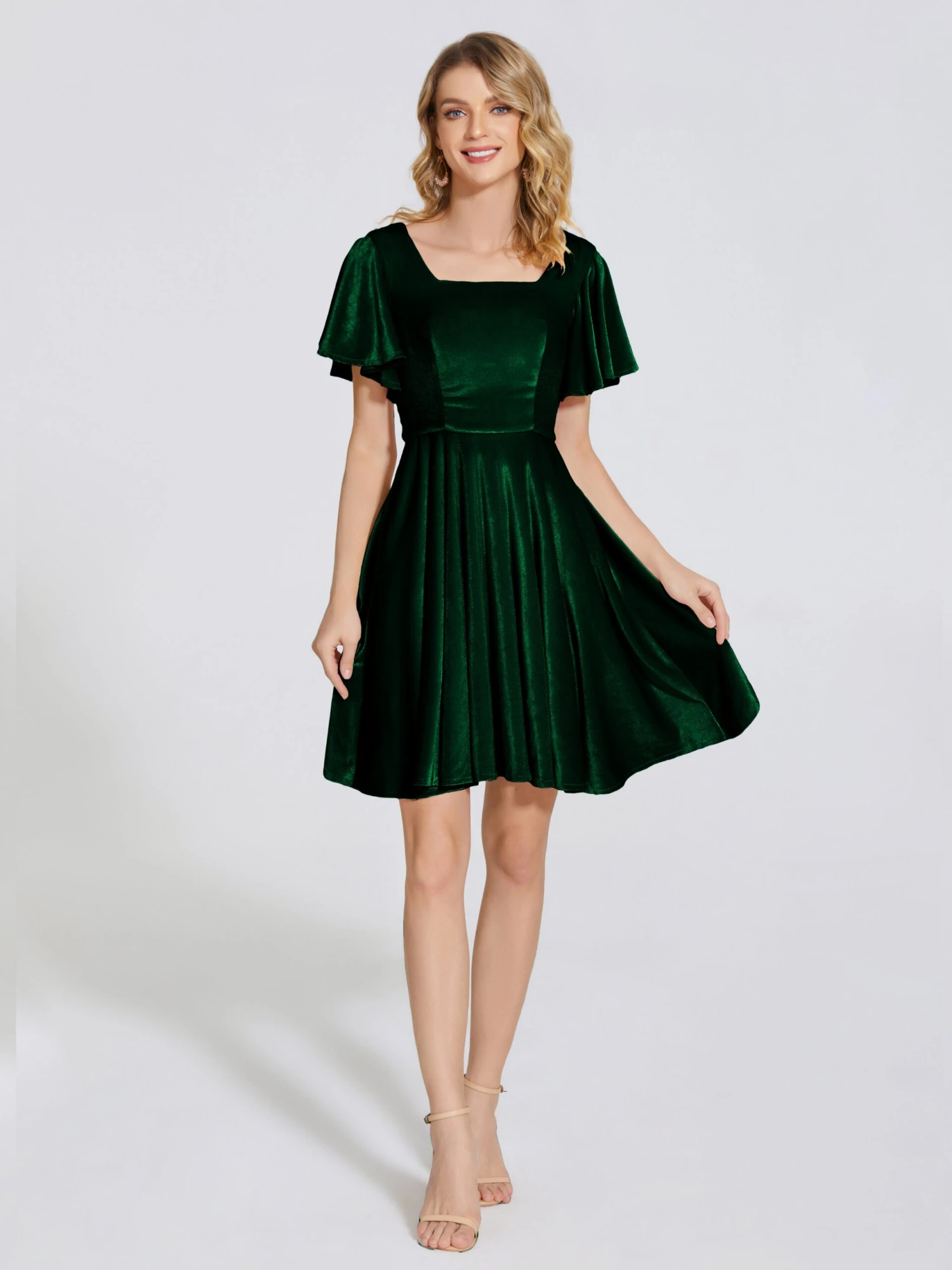 Adriana Fashion Cap Sleeves Velvet Bridesmaid Dresses - Image 16