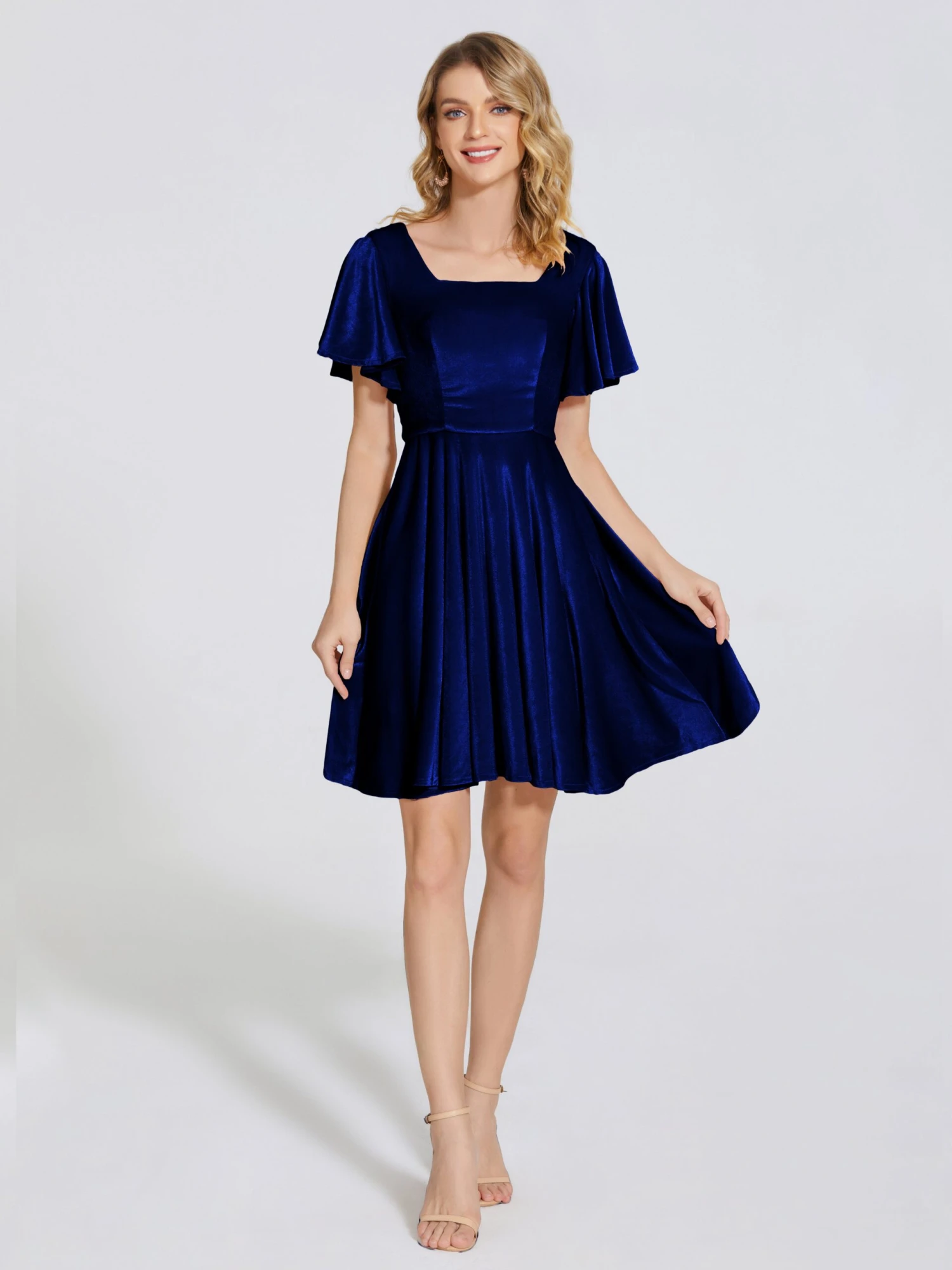Adriana Fashion Cap Sleeves Velvet Bridesmaid Dresses - Image 20