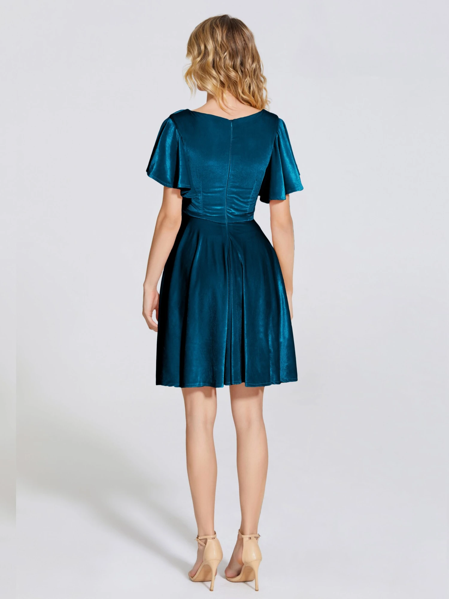 Adriana Fashion Cap Sleeves Velvet Bridesmaid Dresses - Image 2