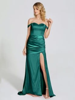 Off The Shoulder Soft Satin Prom Dresses