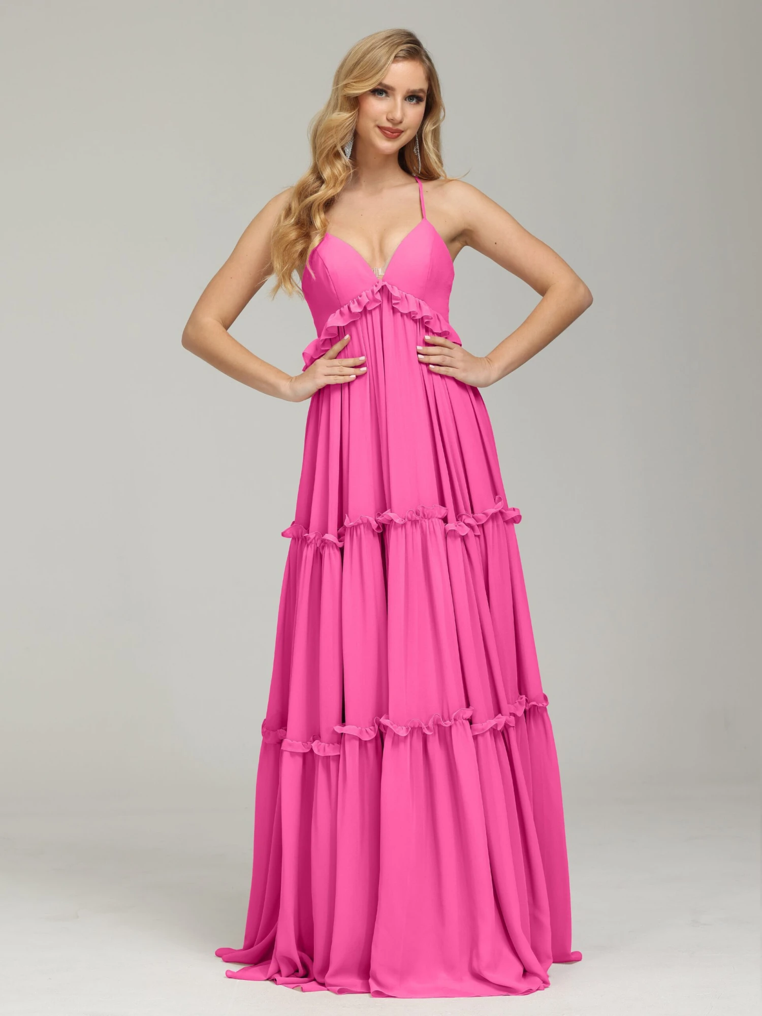 Amanda V-neck Empire Waist Prom Dress - Image 4