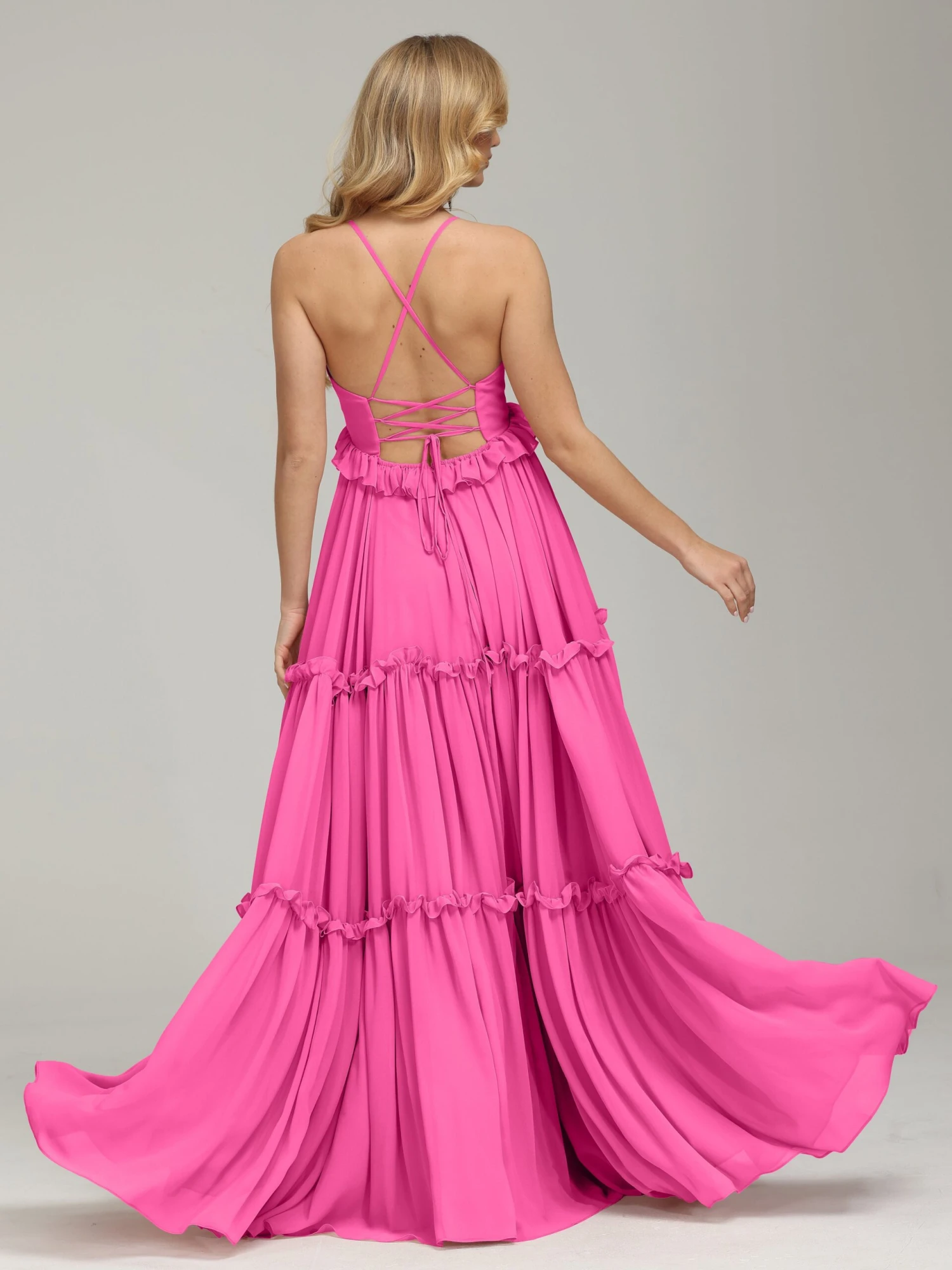 Amanda V-neck Empire Waist Prom Dress - Image 5