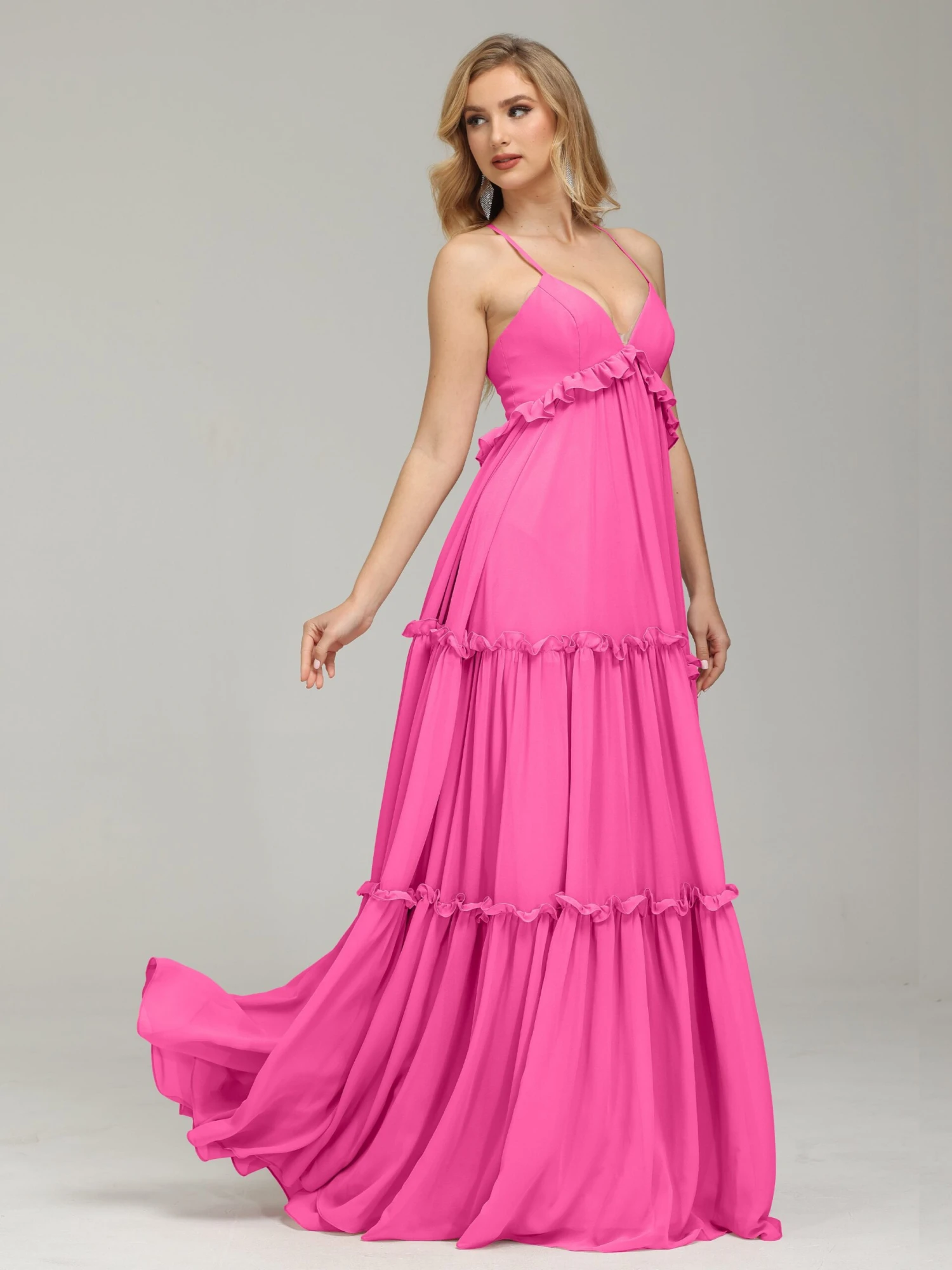 Amanda V-neck Empire Waist Prom Dress - Image 6
