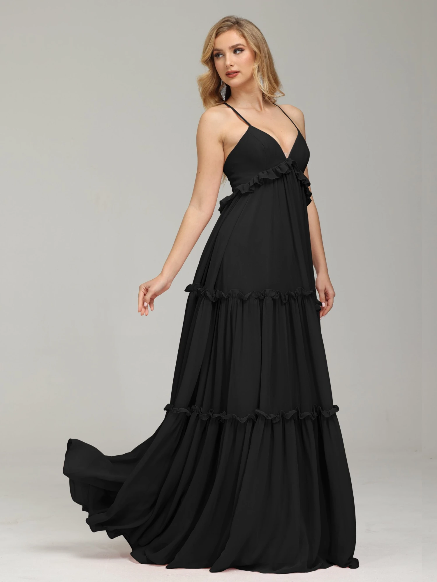 Amanda V-neck Empire Waist Prom Dress - Image 9