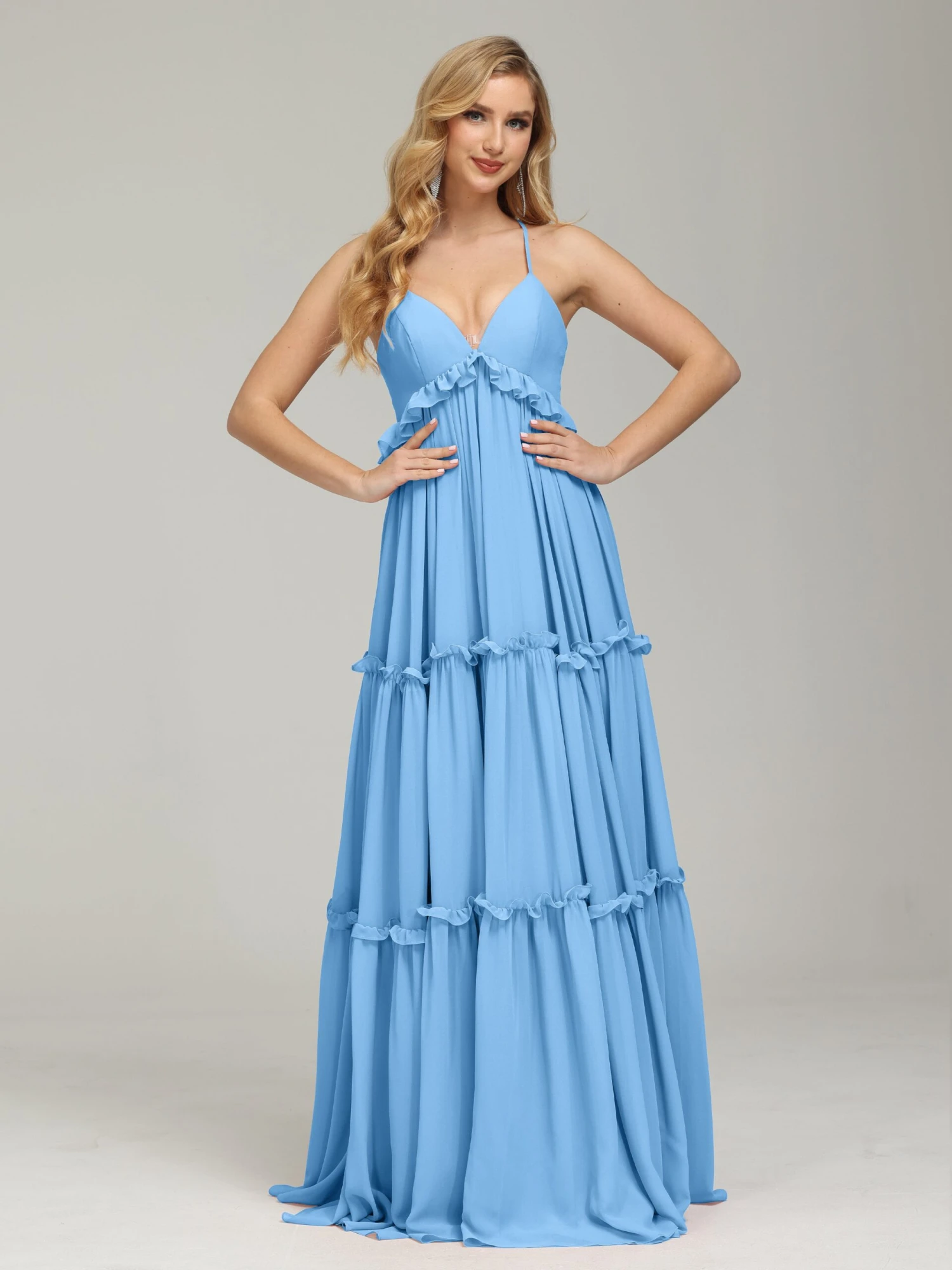 Amanda V-neck Empire Waist Prom Dress - Image 10