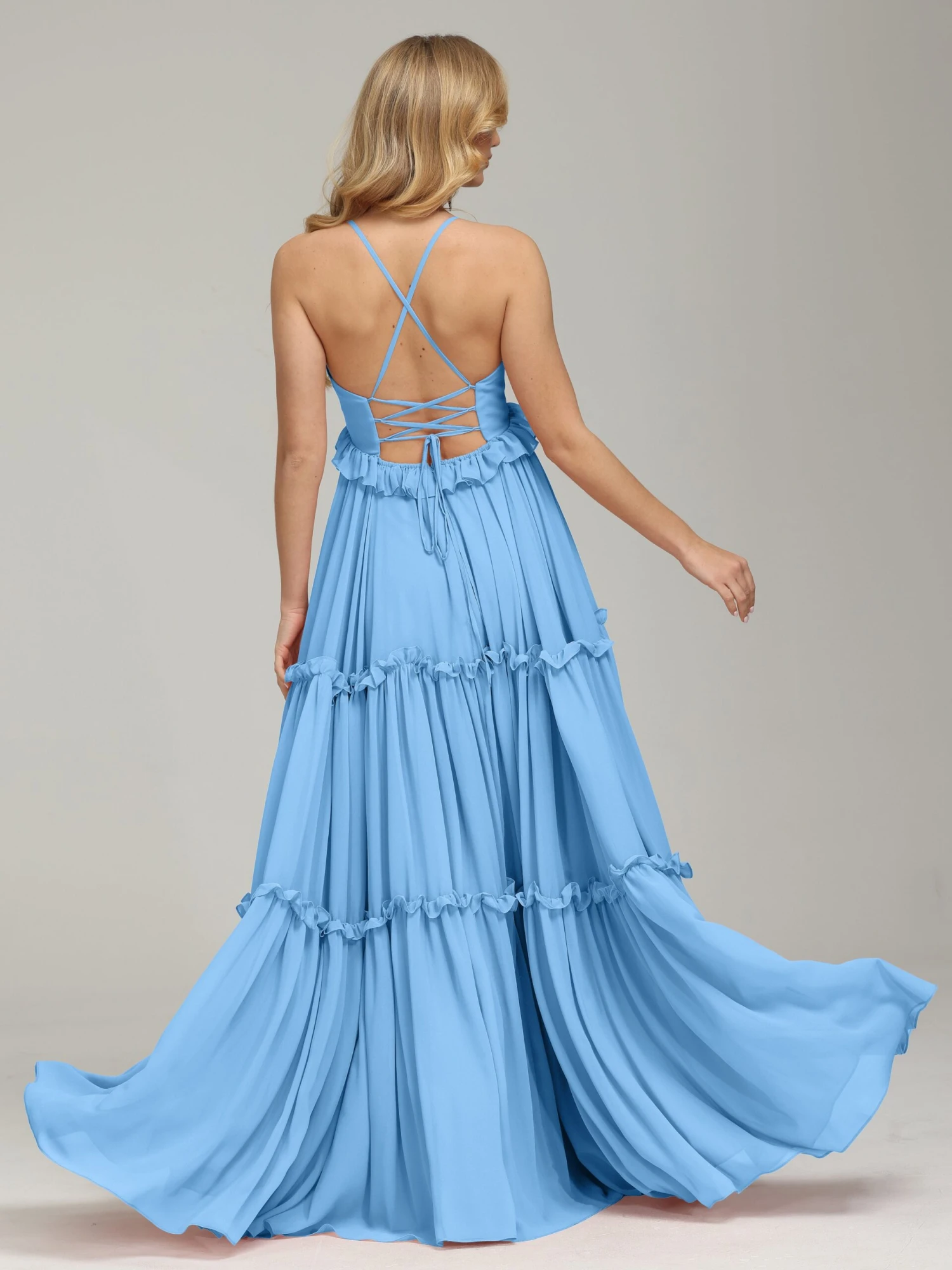 Amanda V-neck Empire Waist Prom Dress - Image 11