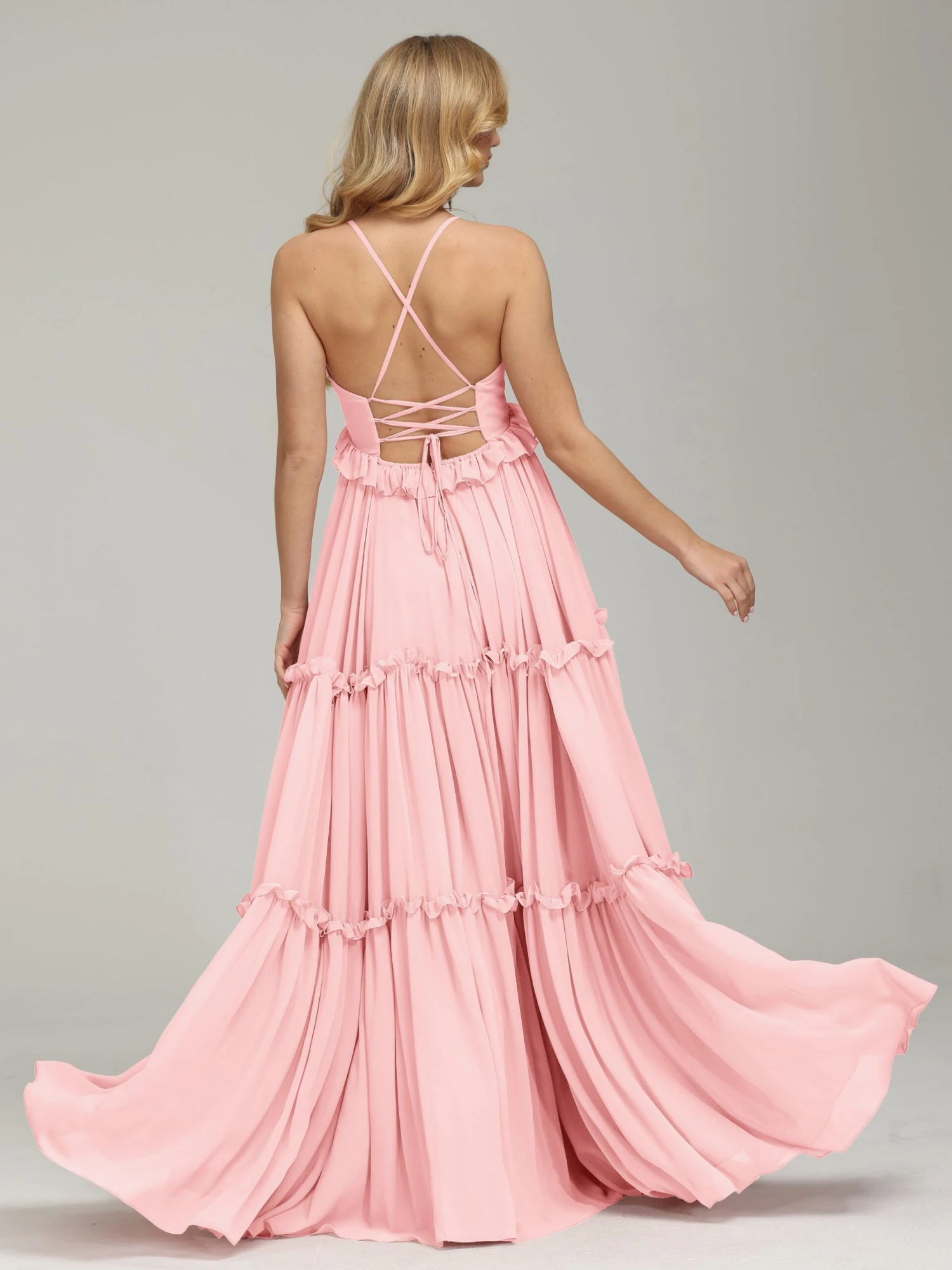 Amanda V-neck Empire Waist Prom Dress - Image 14