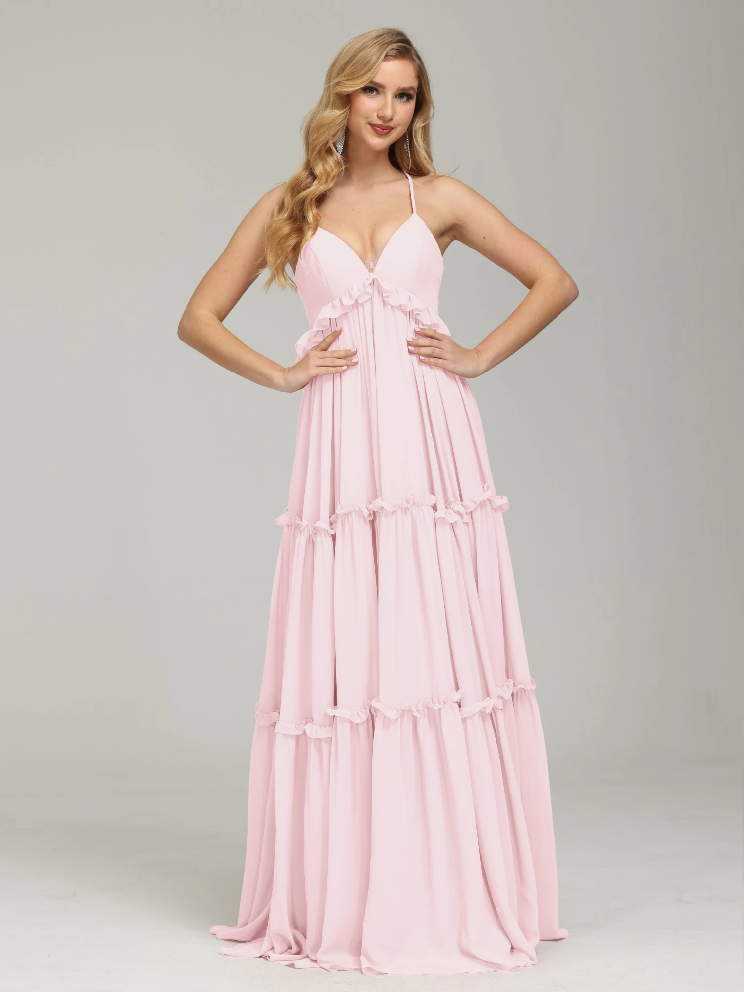 Amanda V-neck Empire Waist Prom Dress - Image 16
