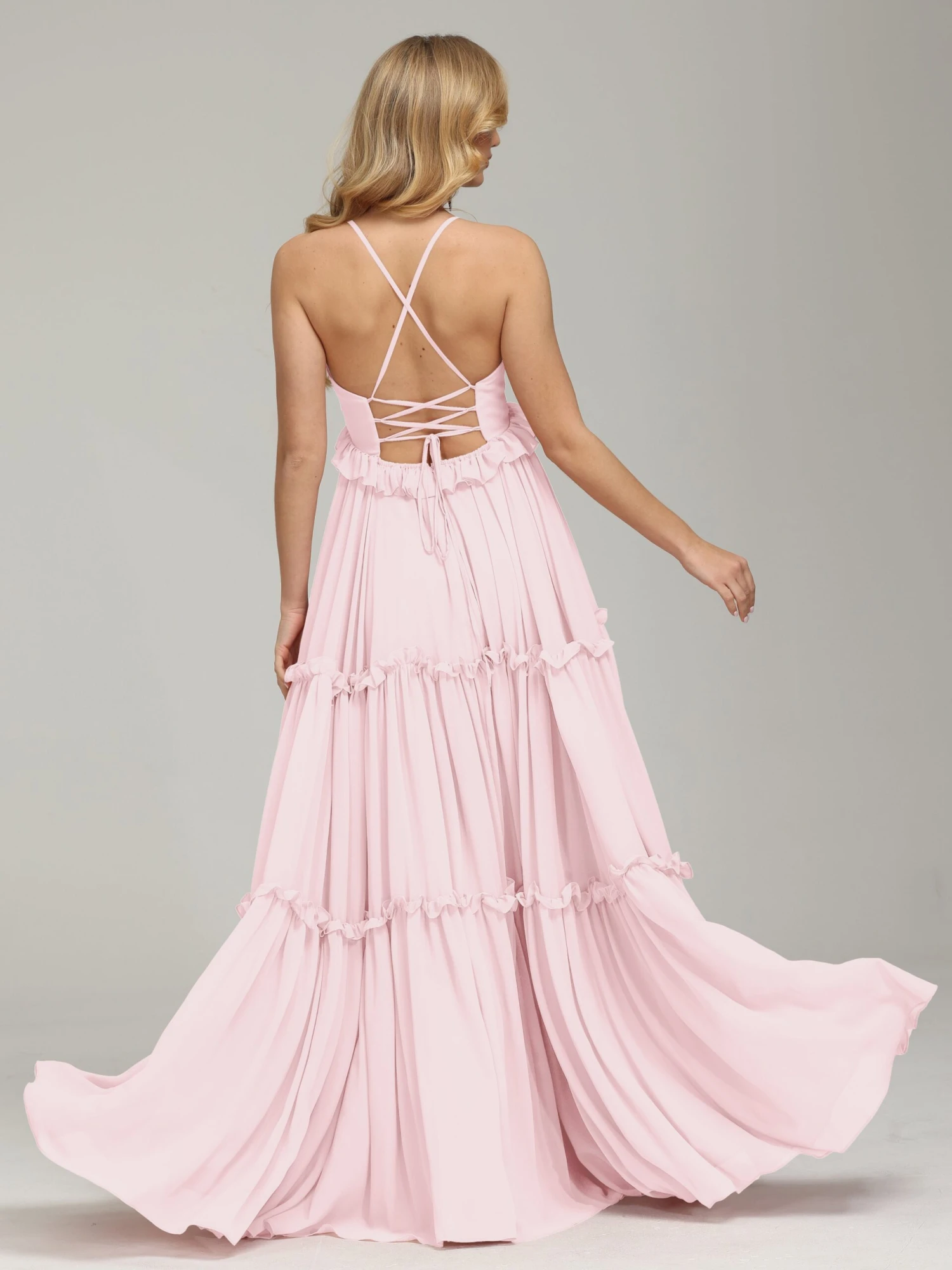 Amanda V-neck Empire Waist Prom Dress - Image 17