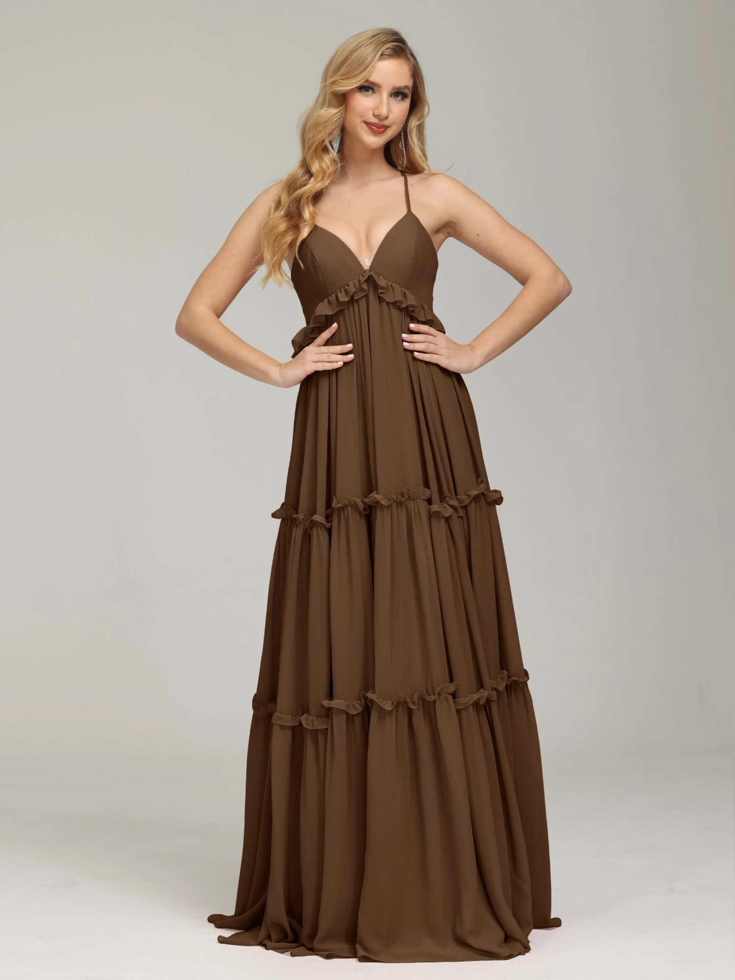 Amanda V-neck Empire Waist Prom Dress - Image 19