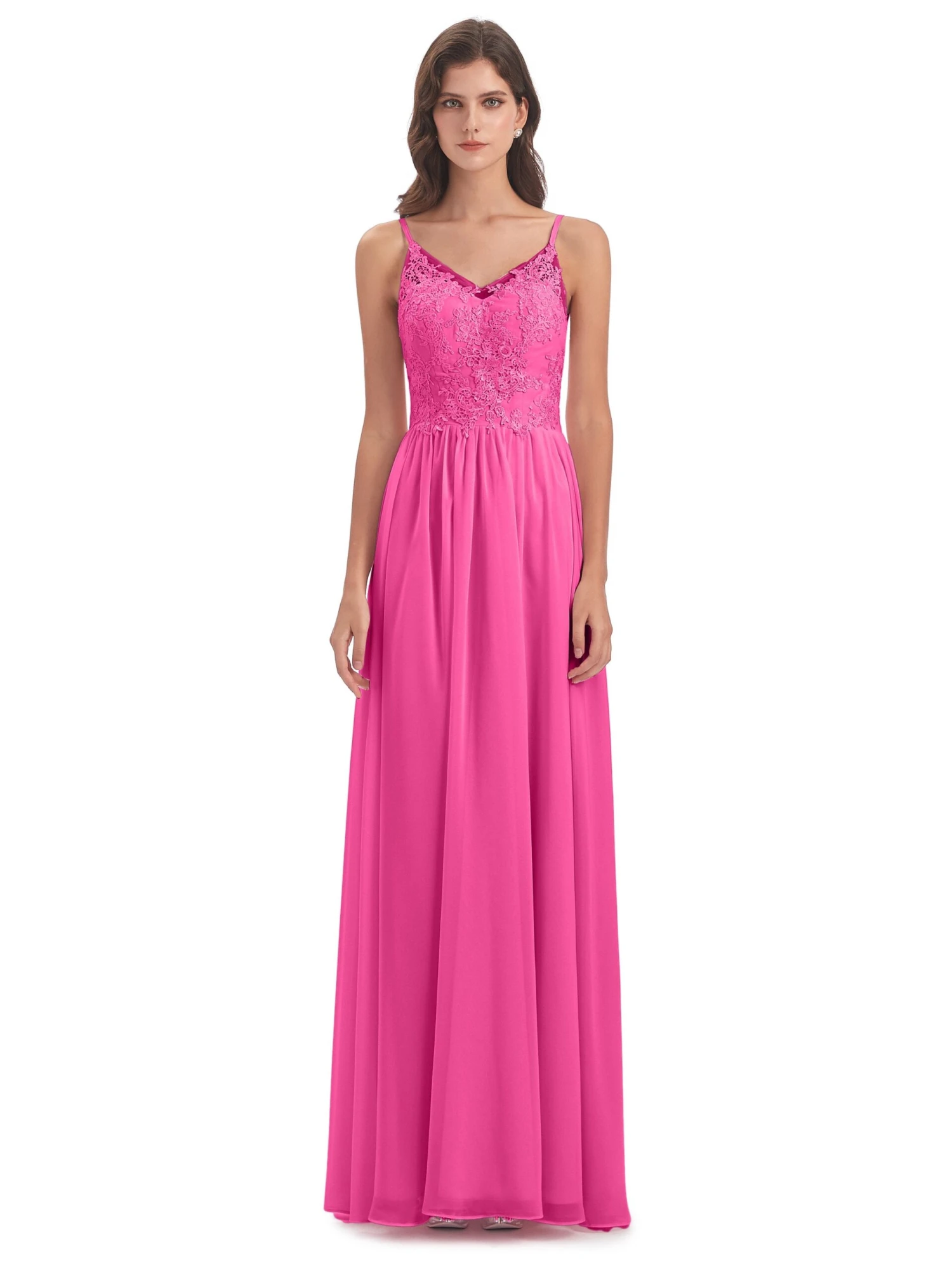 Amelia Pretty A-line Spaghetti Straps Long Bridesmaid Dresses - Image 5