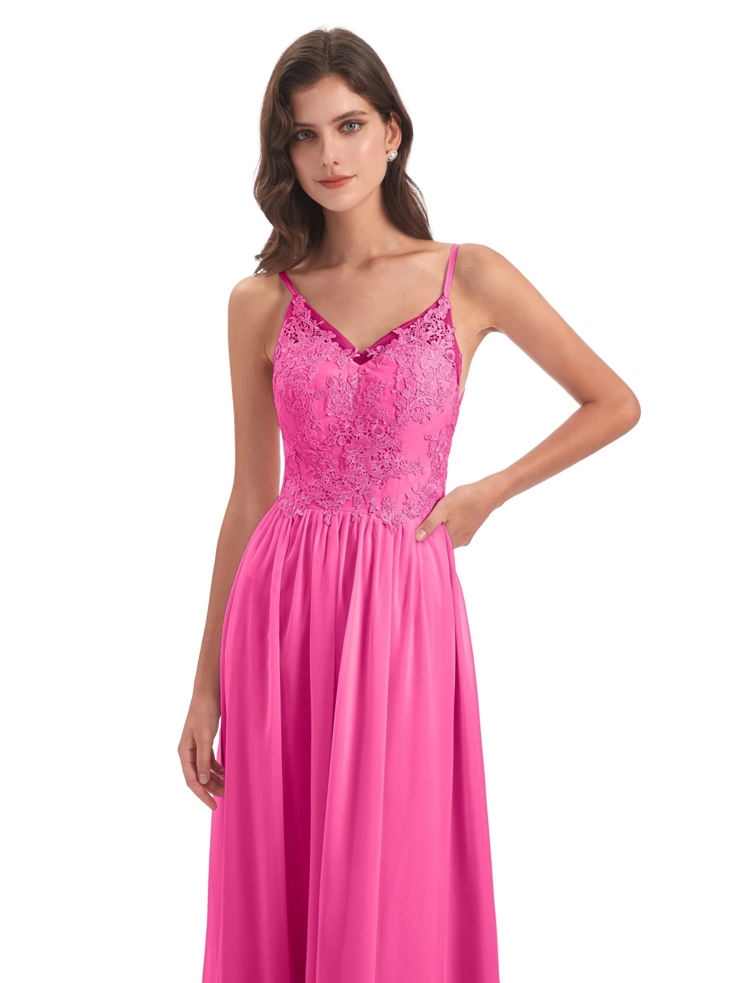 Amelia Pretty A-line Spaghetti Straps Long Bridesmaid Dresses - Image 7