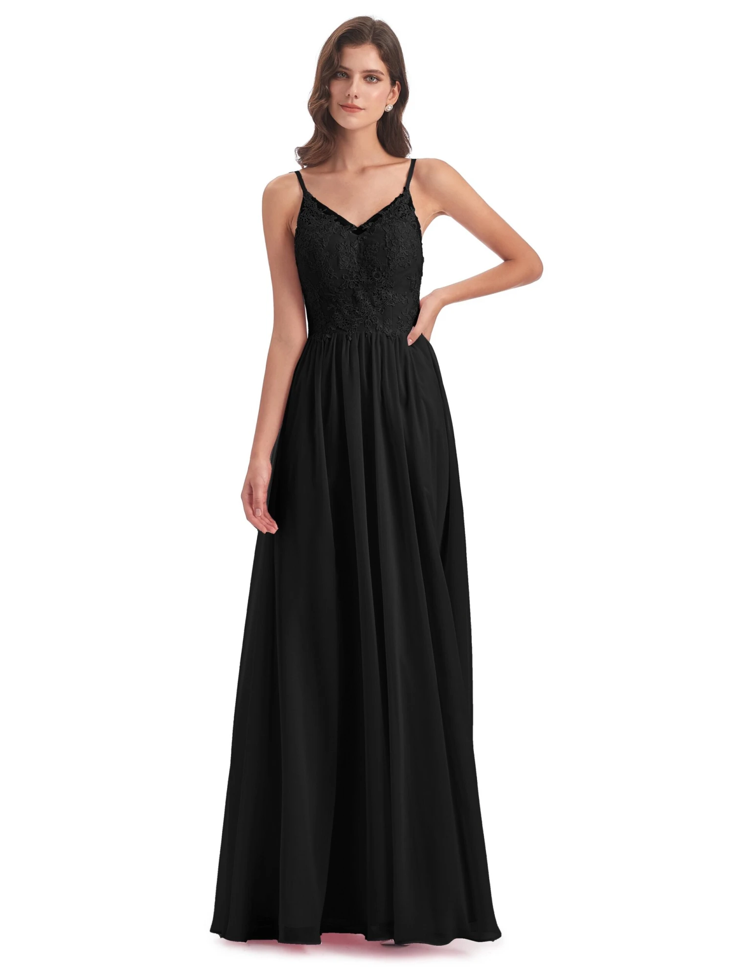 Amelia Pretty A-line Spaghetti Straps Long Bridesmaid Dresses - Image 8