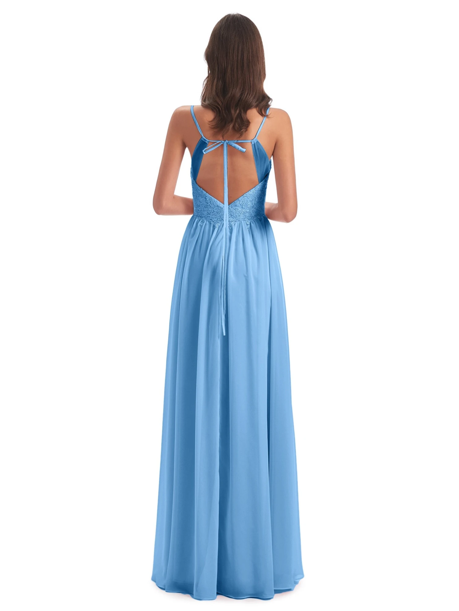 Amelia Pretty A-line Spaghetti Straps Long Bridesmaid Dresses - Image 2