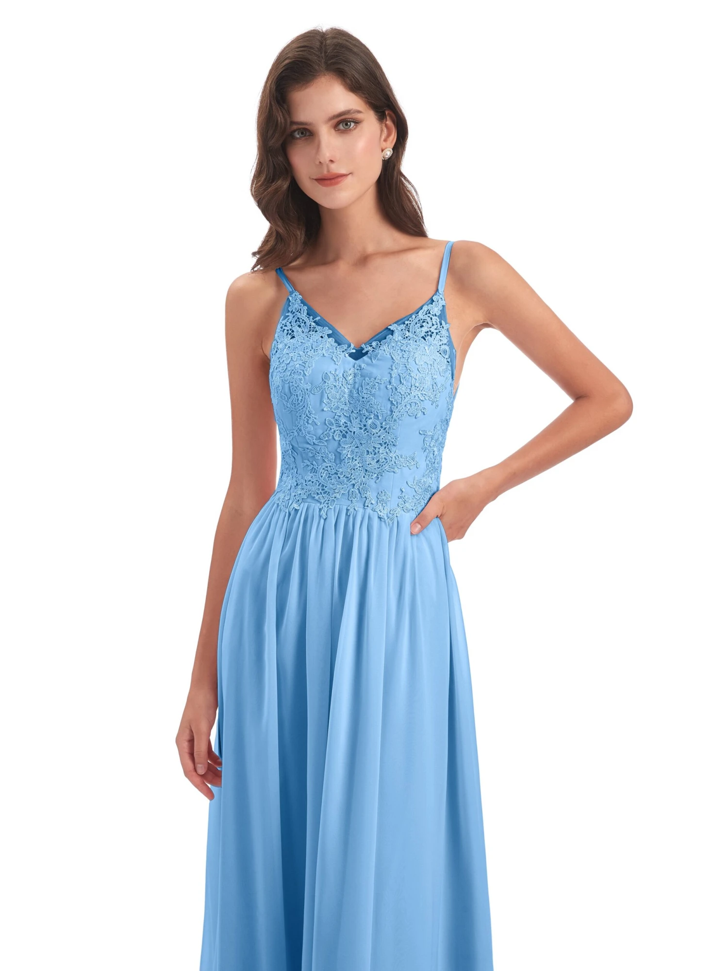 Amelia Pretty A-line Spaghetti Straps Long Bridesmaid Dresses - Image 10
