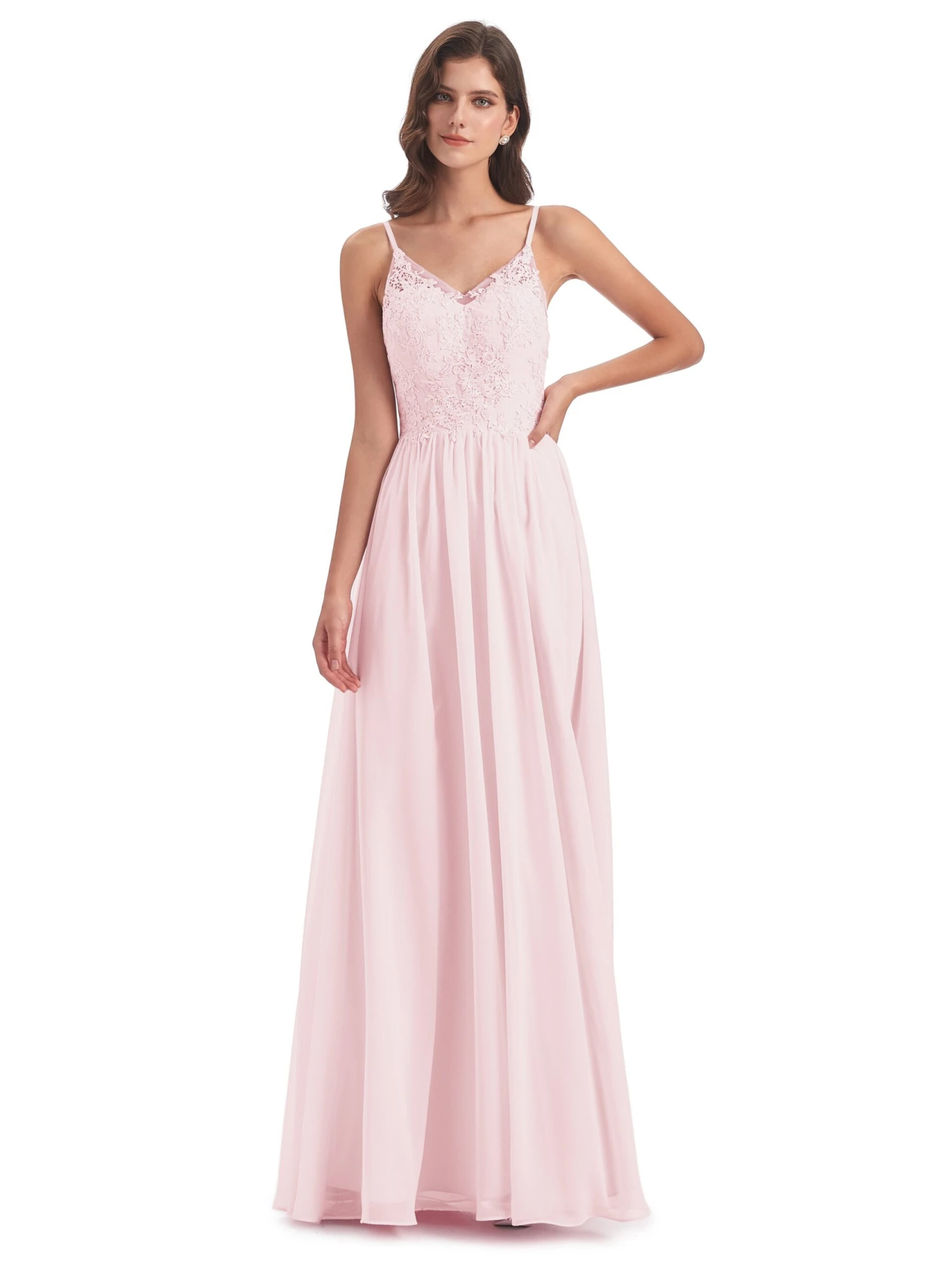 Amelia Pretty A-line Spaghetti Straps Long Bridesmaid Dresses - Image 11