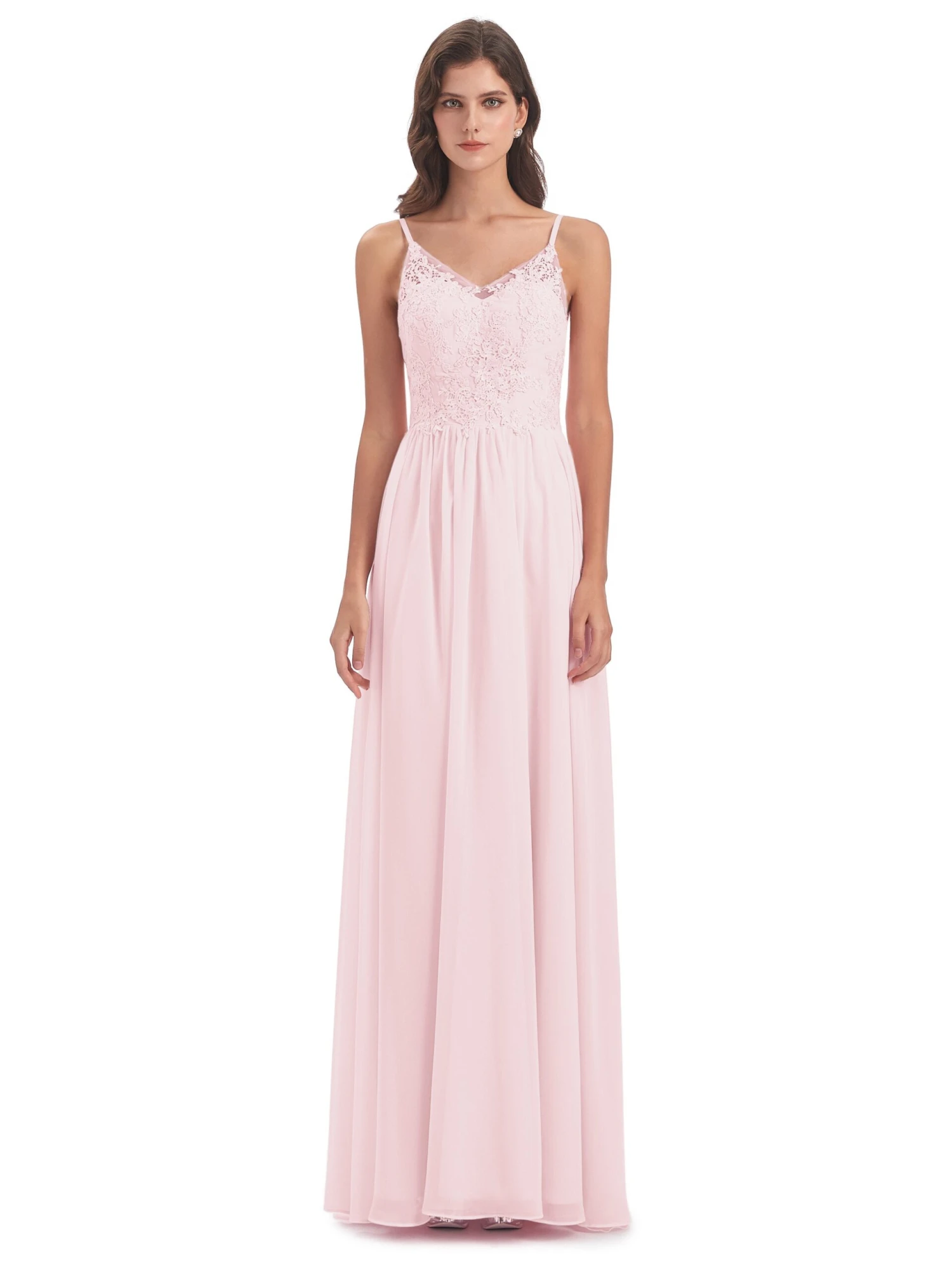 Amelia Pretty A-line Spaghetti Straps Long Bridesmaid Dresses - Image 12