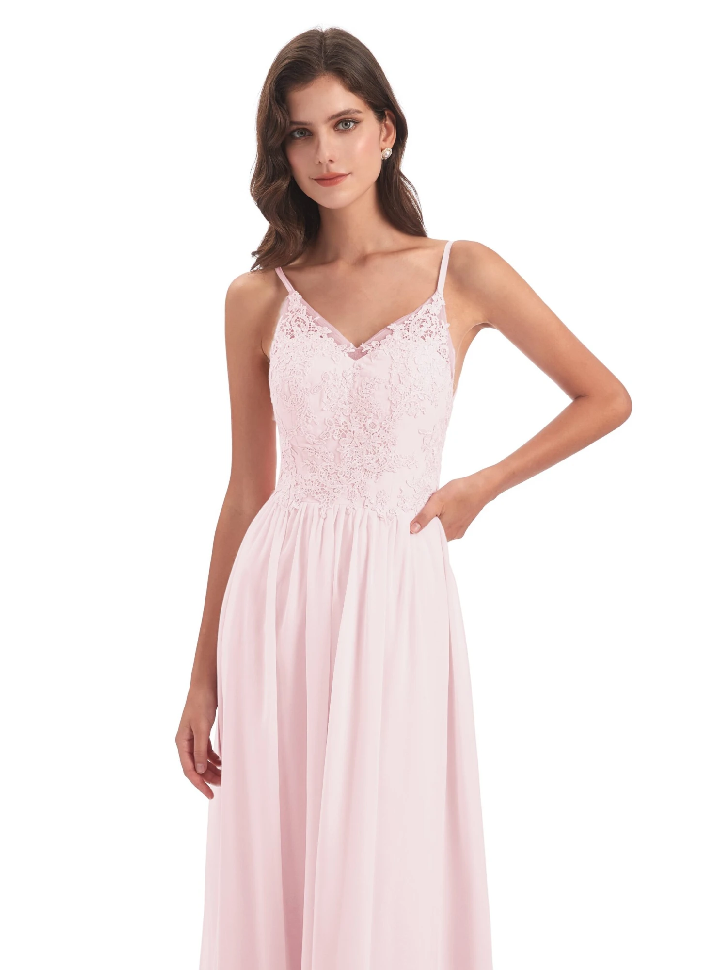 Amelia Pretty A-line Spaghetti Straps Long Bridesmaid Dresses - Image 14