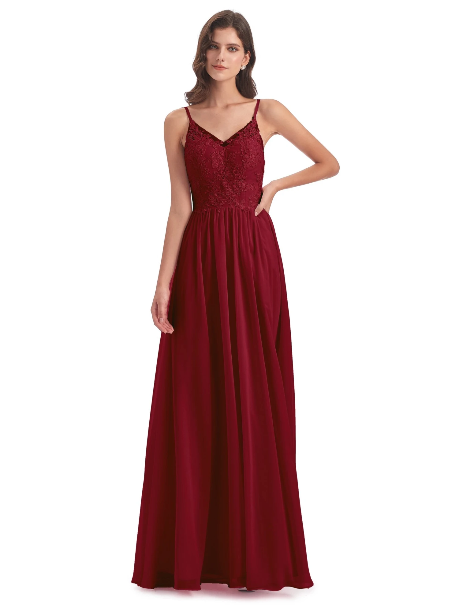 Amelia Pretty A-line Spaghetti Straps Long Bridesmaid Dresses - Image 19