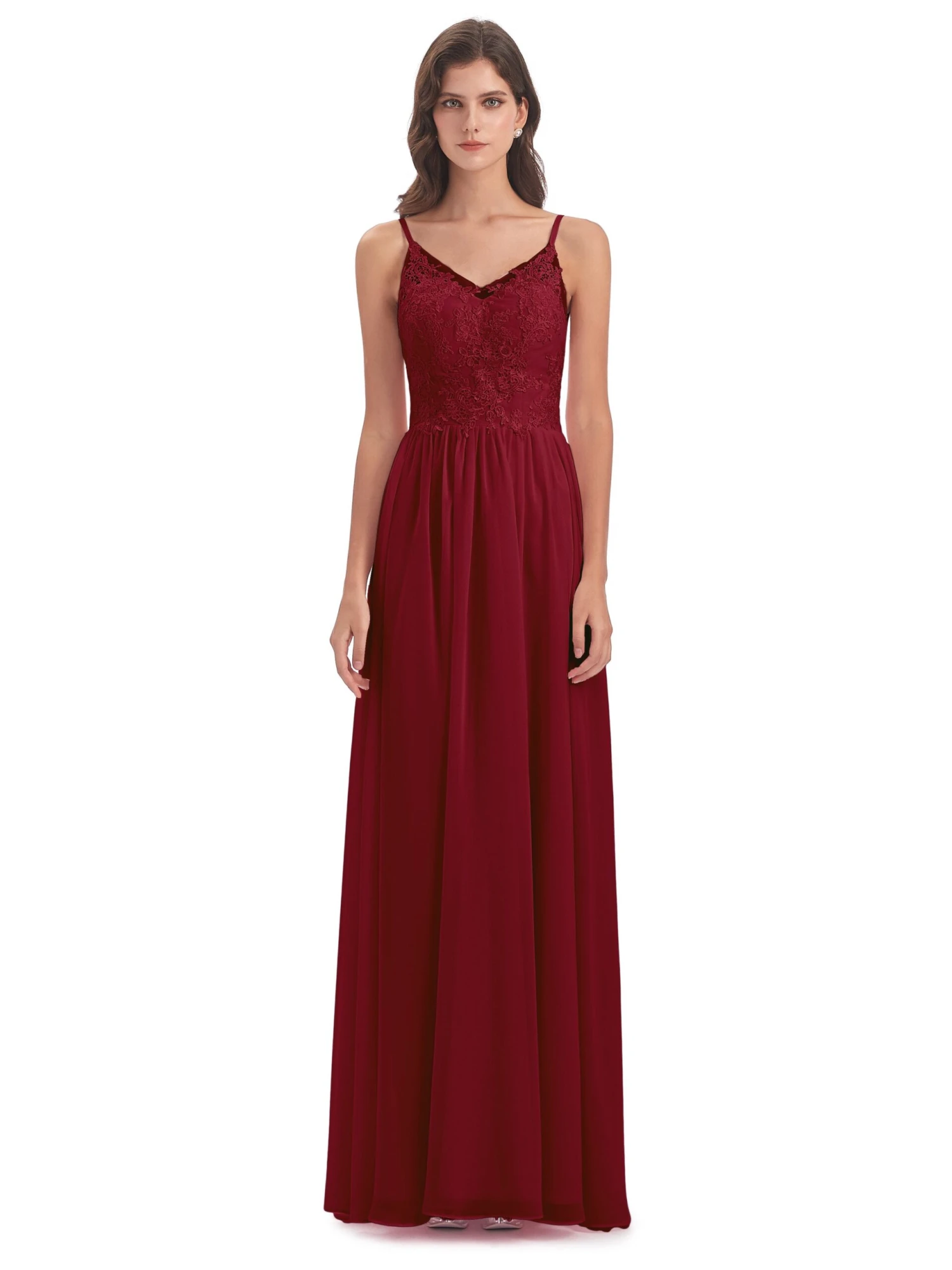 Amelia Pretty A-line Spaghetti Straps Long Bridesmaid Dresses - Image 20