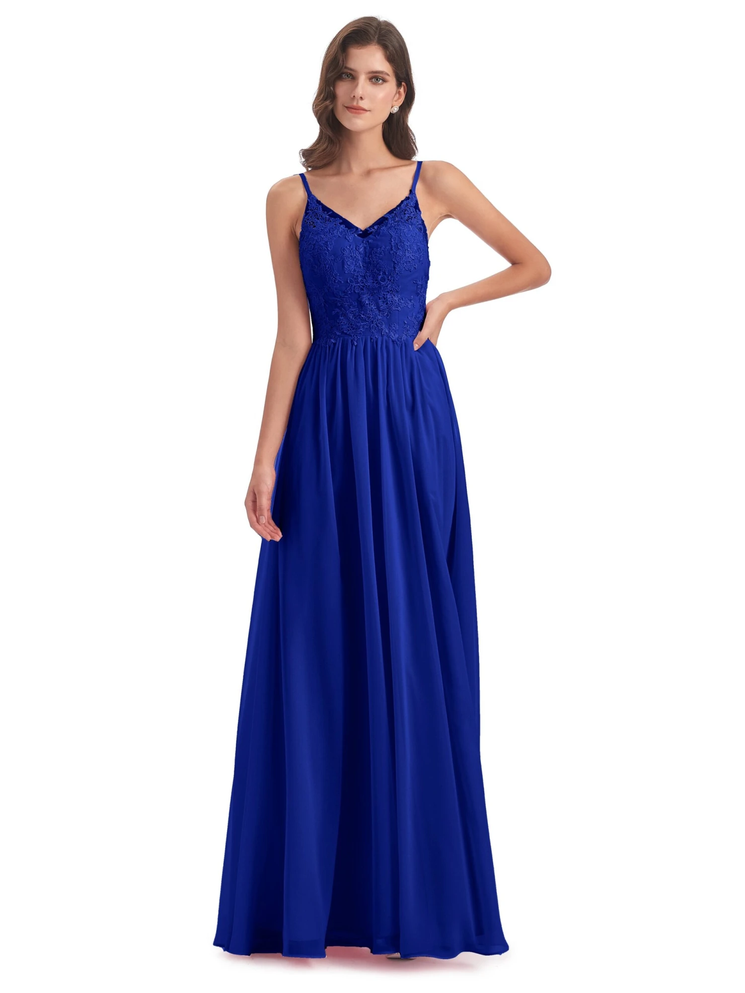 Amelia Pretty A-line Spaghetti Straps Long Bridesmaid Dresses - Image 3