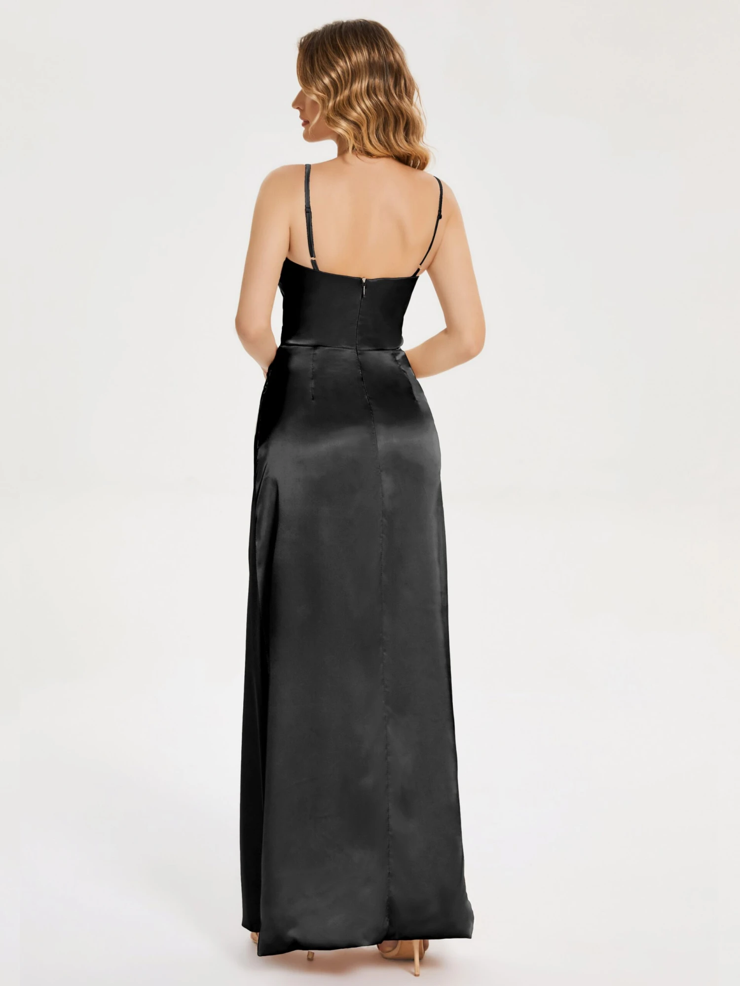 Aniyah Ruched Spaghetti Straps Soft Satin Dresses - Image 7