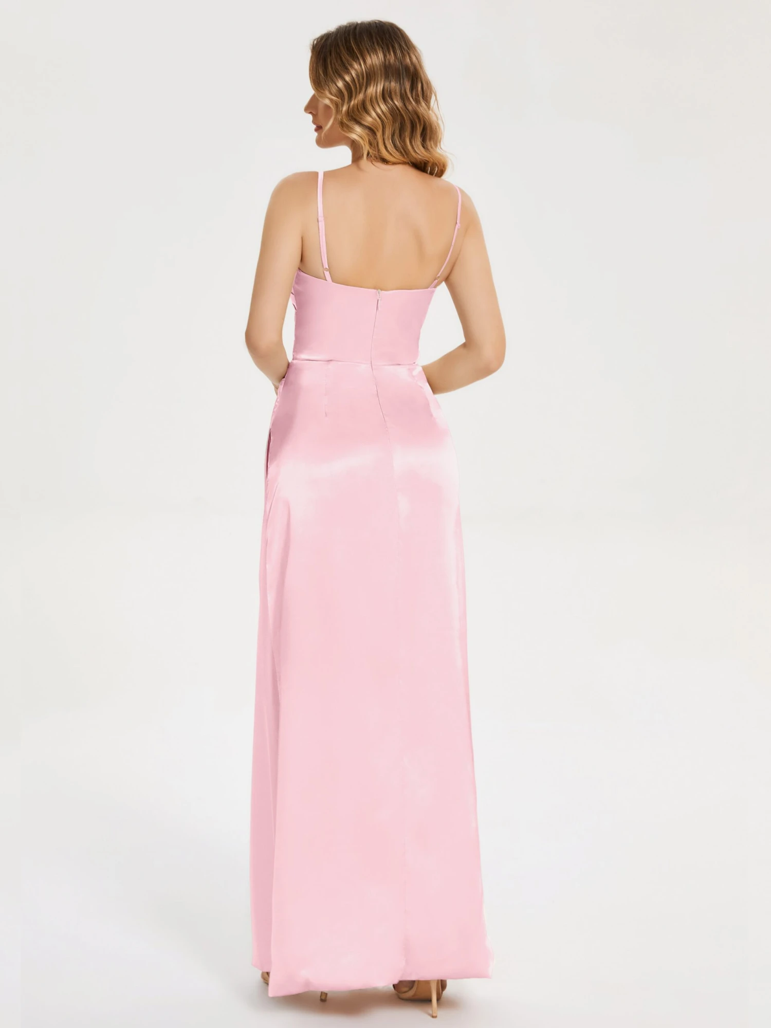 Aniyah Ruched Spaghetti Straps Soft Satin Dresses - Image 19