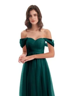 Aria Elegant Tulle Off The Shoulder Long Bridesmaid Dresses