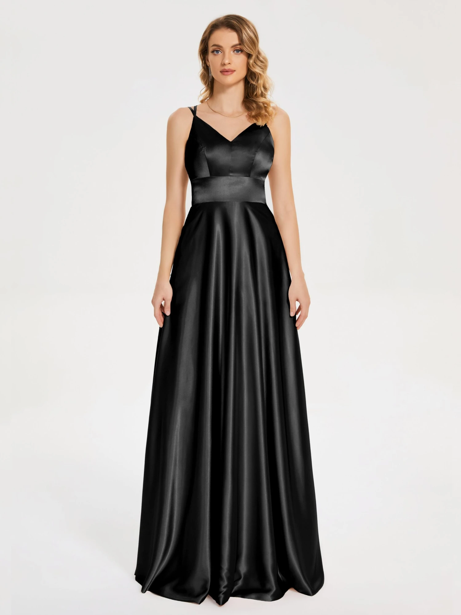 V Neck Soft Satin Dresses - Image 9