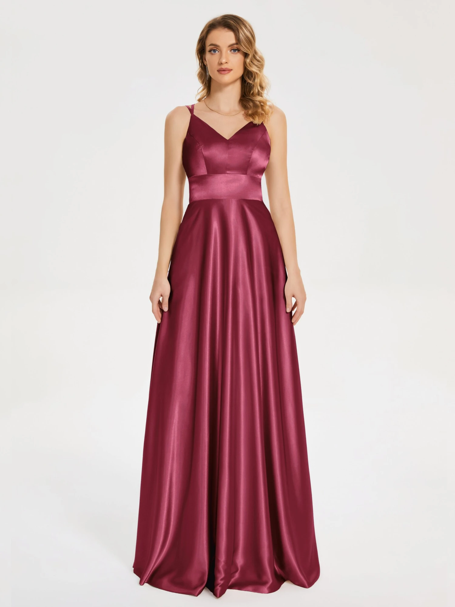 V Neck Soft Satin Dresses - Image 2