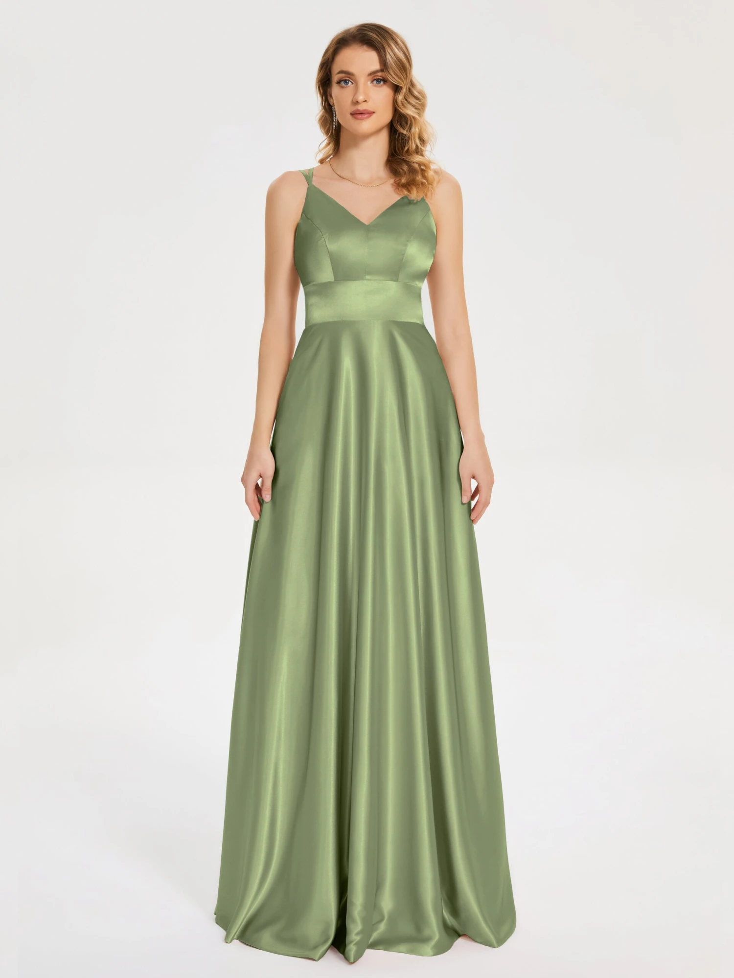 V Neck Soft Satin Dresses - Image 6