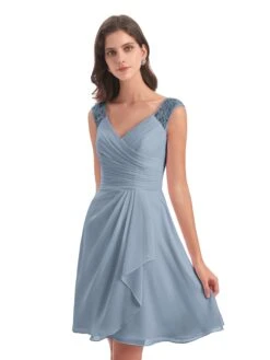 Briella Lace/Chiffon A-line Short Bridesmaid Dresses