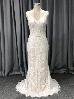 Mermaid V-neck Sweep Train Wedding Dresses With Lace