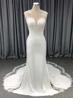 Mermaid Sheath Sweetheart Court Train Sleeveless Wedding Dresses With Lace