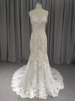 Mermaid Sweetheart Sweep Train Wedding Dresses With Lace