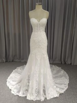 Mermaid Sweetheart Court Train Wedding Dresses With Lace