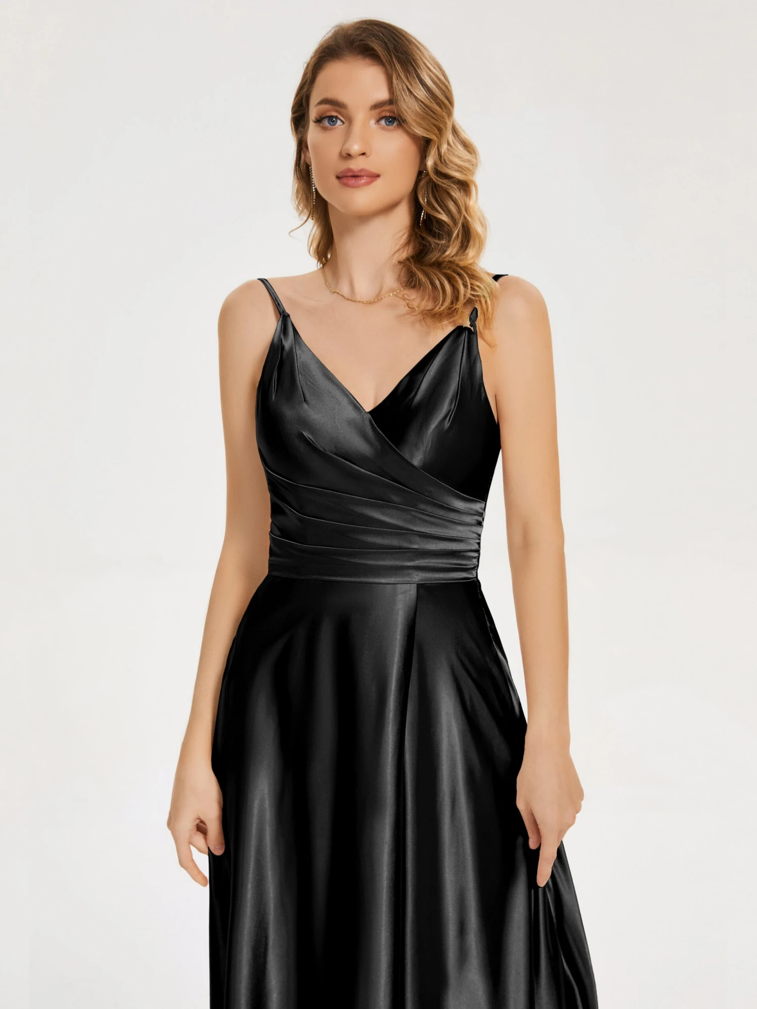 Cali Ruched Split Soft Satin Dresses - Image 8