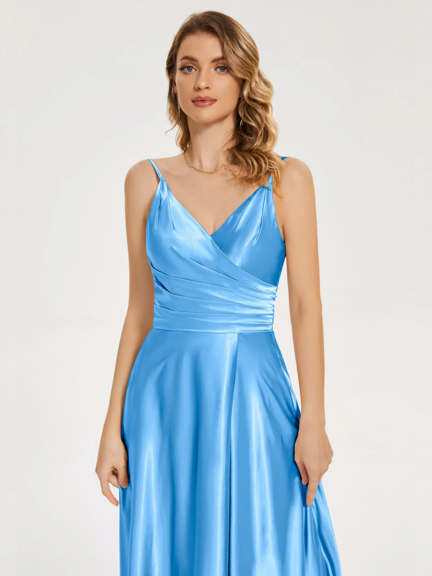 Cali Ruched Split Soft Satin Dresses - Image 12