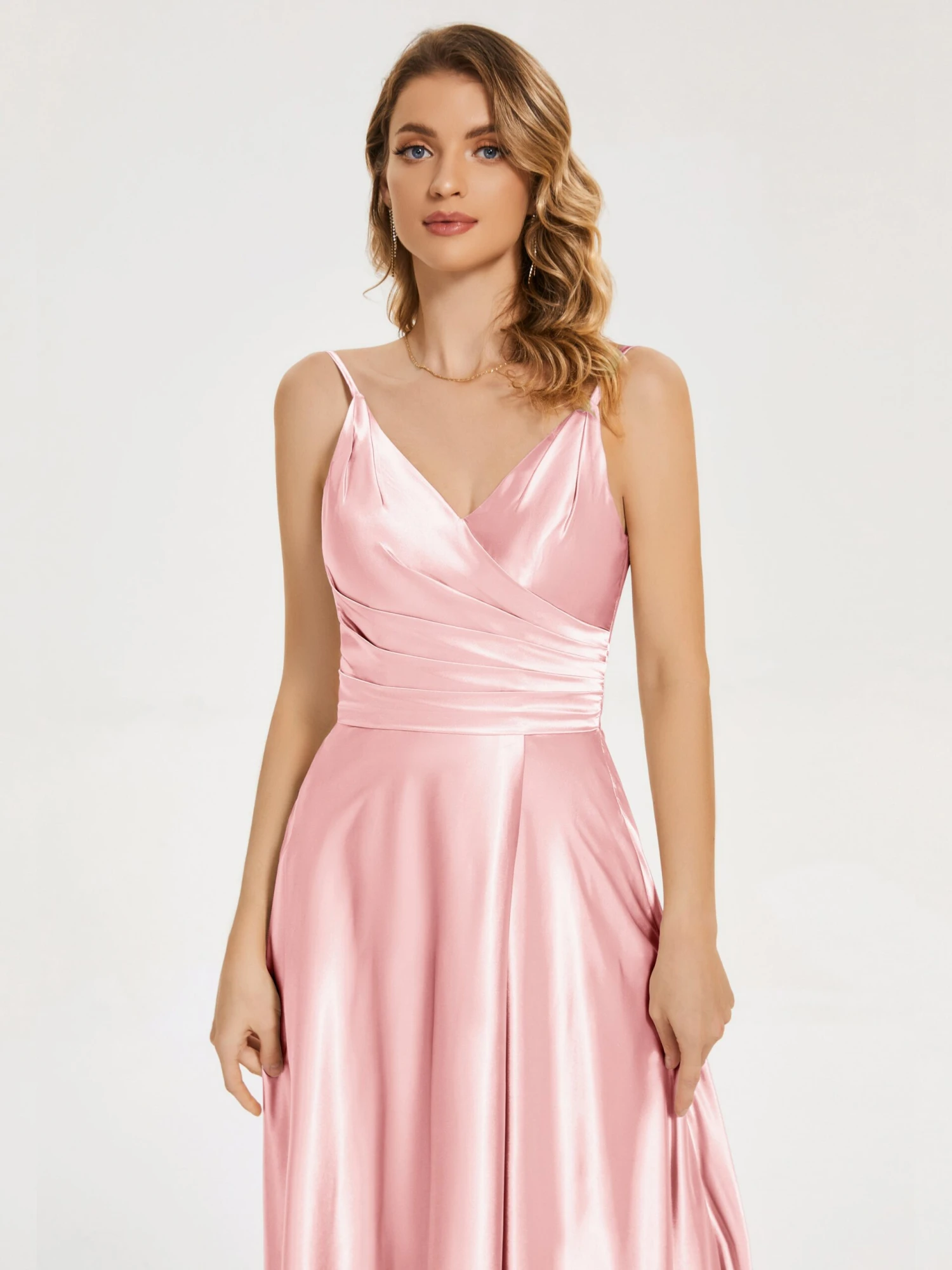 Cali Ruched Split Soft Satin Dresses - Image 16
