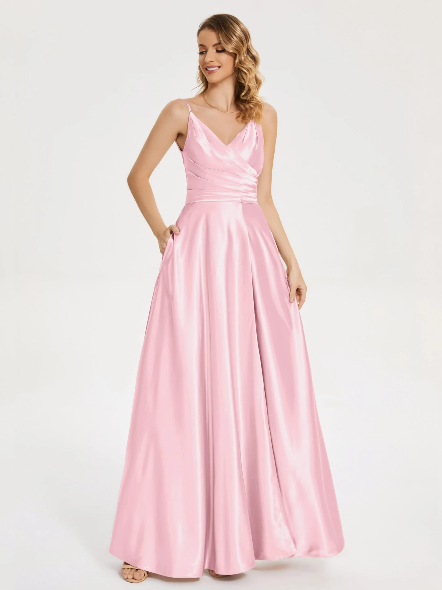 Cali Ruched Split Soft Satin Dresses - Image 17