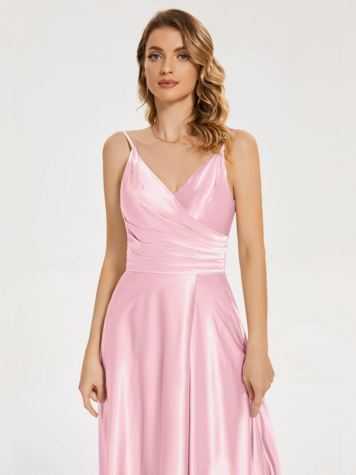 Cali Ruched Split Soft Satin Dresses - Image 20
