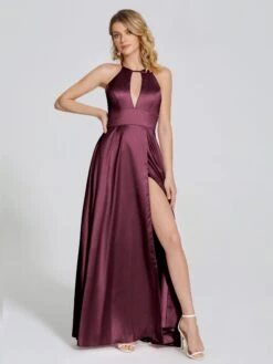 Dakota Unique Halter Soft Satin Bridesmaid Dresses