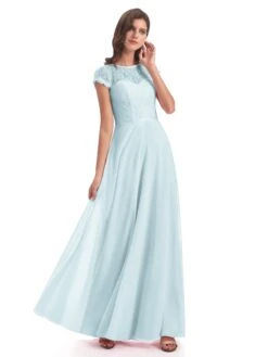 Freya Elegant Illusion Cap Sleeves Long Bridesmaid Dresses